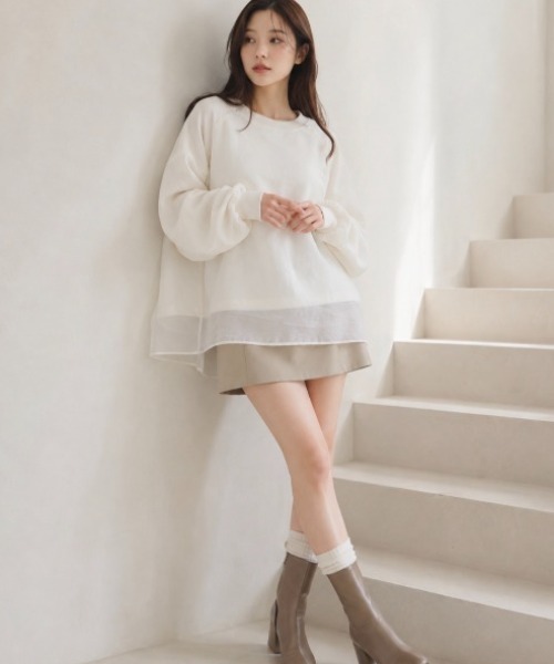 Dolce Fiora(ドルチェフィオラ)の「気温が難しい時に1枚でおしゃれに着まわせるレイヤードカットソー(その他トップス・レディース・オフホワイト・フリー)」の2枚目の写真