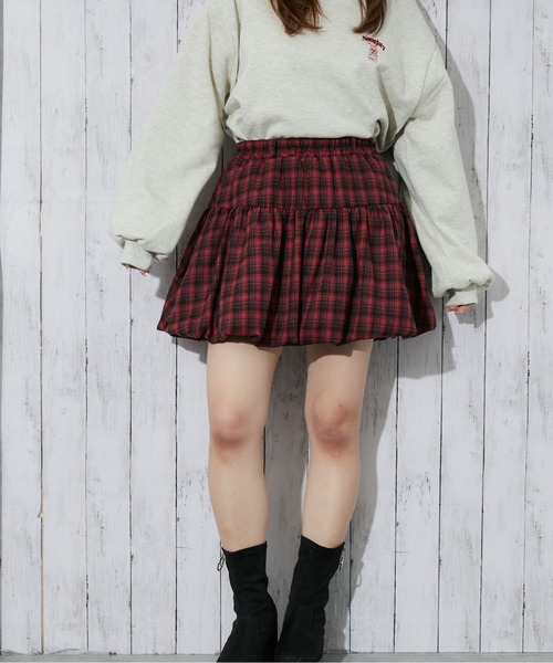 GORGE（ゴージ）の「《チェック×バルーンシルエット》レディース ミニスカート 裏地インパン付き 秋冬（スカート・レディース・ブラック/レッド/ブラウン・F）」の9枚目の写真