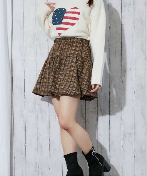GORGE（ゴージ）の「《チェック×バルーンシルエット》レディース ミニスカート 裏地インパン付き 秋冬（スカート・レディース・ブラック/レッド/ブラウン・F）」の12枚目の写真