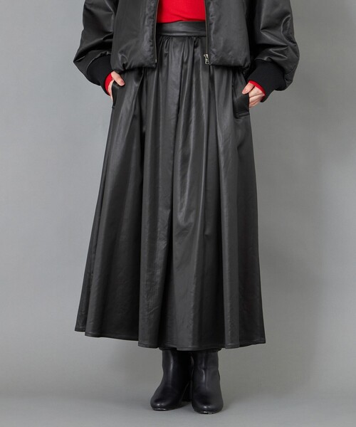 CAST:(キャストコロン)の「【CAST COLON】タックギャザーサテンスカート(スカート・レディース・ブラック/ベージュ・S/L/M)」の1枚目の写真