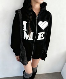 【秋冬新作】 ドット フード スウェット パーカー Y2K