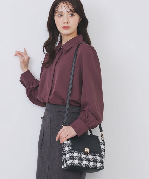 index（インデックス）の「【2WAY】ラメツイードチェックコンビミドルハンドバッグ（ハンドバッグ・レディース・ブラック系3/ダークブラウン系3・00）」の3枚目の写真