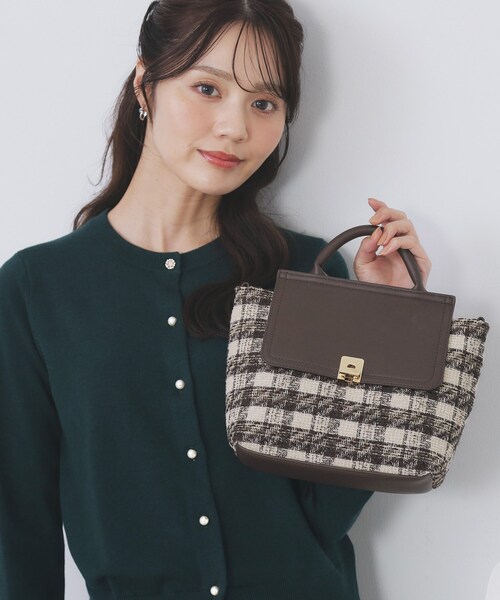 index（インデックス）の「【2WAY】ラメツイードチェックコンビミドルハンドバッグ（ハンドバッグ・レディース・ブラック系3/ダークブラウン系3・00）」の5枚目の写真