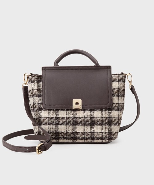 index（インデックス）の「【2WAY】ラメツイードチェックコンビミドルハンドバッグ（ハンドバッグ・レディース・ブラック系3/ダークブラウン系3・00）」の8枚目の写真
