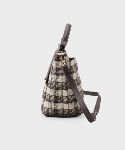 index（インデックス）の「【2WAY】ラメツイードチェックコンビミドルハンドバッグ（ハンドバッグ・レディース・ブラック系3/ダークブラウン系3・00）」の9枚目の写真