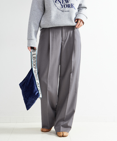 B.C STOCK（ベーセーストック）の「手洗い可 / 吸湿発熱 / ウースティッドウールライクトラウザー（スラックス・レディース・チャコールグレー/ベージュ・SMALL/MEDIUM）」の3枚目の写真