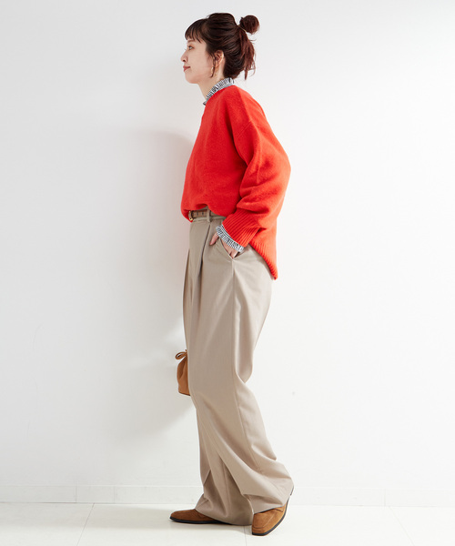 B.C STOCK（ベーセーストック）の「手洗い可 / 吸湿発熱 / ウースティッドウールライクトラウザー（スラックス・レディース・チャコールグレー/ベージュ・SMALL/MEDIUM）」の8枚目の写真