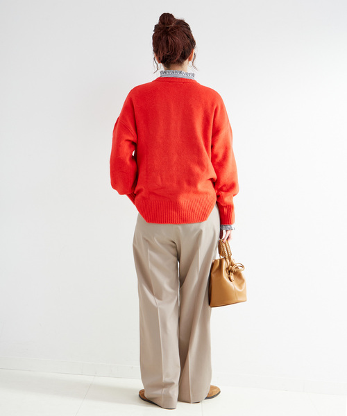 B.C STOCK（ベーセーストック）の「手洗い可 / 吸湿発熱 / ウースティッドウールライクトラウザー（スラックス・レディース・チャコールグレー/ベージュ・SMALL/MEDIUM）」の9枚目の写真