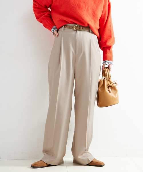 B.C STOCK（ベーセーストック）の「手洗い可 / 吸湿発熱 / ウースティッドウールライクトラウザー（スラックス・レディース・チャコールグレー/ベージュ・SMALL/MEDIUM）」の10枚目の写真