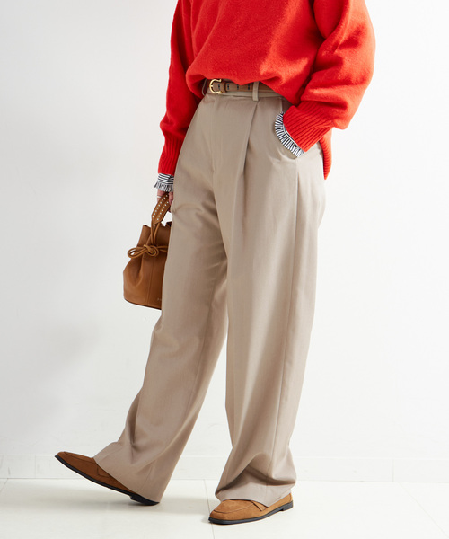 B.C STOCK（ベーセーストック）の「手洗い可 / 吸湿発熱 / ウースティッドウールライクトラウザー（スラックス・レディース・チャコールグレー/ベージュ・SMALL/MEDIUM）」の12枚目の写真