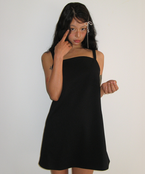 RONRON(ロンロン)の「SQUARE SUSPENDER DRESS BLACK(ワンピース・レディース・その他・FREE)」の1枚目の写真