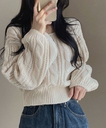meJane | スクエアネック ケーブルニットプルオーバー(ニット/セーター)