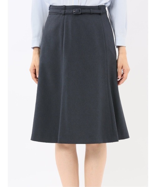 m.f.editorial（エムエフエディトリアル）の「【ストレッチ ウォッシャブル】m.f.エディトリアルレディース ウール調フレアースカート(セットアップ可能)（スーツスカート・レディース・ネイビー・S/MEDIUM/X-LARGE/LARGE）」の4枚目の写真