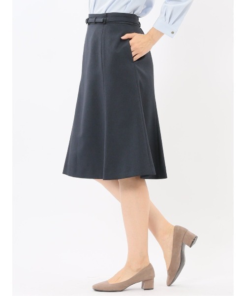 m.f.editorial（エムエフエディトリアル）の「【ストレッチ ウォッシャブル】m.f.エディトリアルレディース ウール調フレアースカート(セットアップ可能)（スーツスカート・レディース・ネイビー・S/MEDIUM/X-LARGE/LARGE）」の9枚目の写真