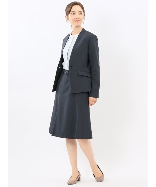 m.f.editorial（エムエフエディトリアル）の「【ストレッチ ウォッシャブル】m.f.エディトリアルレディース ウール調フレアースカート(セットアップ可能)（スーツスカート・レディース・ネイビー・S/MEDIUM/X-LARGE/LARGE）」の12枚目の写真