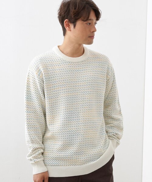 THE SHOP TK （ザ ショップ ティーケー ）の「バーズアイグラデーションニット 洗濯機OK／ユニセックスでおすすめ！（ニット/セーター・メンズ・ネイビー系/ホワイト系3/ブラック系・04/03/02）」の2枚目の写真