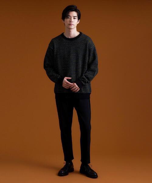 THE SHOP TK （ザ ショップ ティーケー ）の「バーズアイグラデーションニット 洗濯機OK／ユニセックスでおすすめ！（ニット/セーター・メンズ・ネイビー系/ホワイト系3/ブラック系・04/03/02）」の7枚目の写真