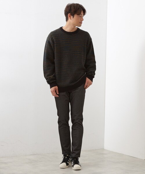 THE SHOP TK （ザ ショップ ティーケー ）の「バーズアイグラデーションニット 洗濯機OK／ユニセックスでおすすめ！（ニット/セーター・メンズ・ネイビー系/ホワイト系3/ブラック系・04/03/02）」の20枚目の写真