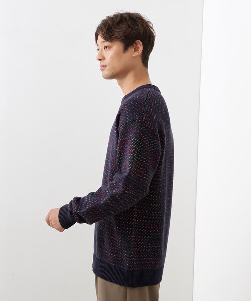 THE SHOP TK （ザ ショップ ティーケー ）の「バーズアイグラデーションニット 洗濯機OK／ユニセックスでおすすめ！（ニット/セーター・メンズ・ネイビー系/ホワイト系3/ブラック系・04/03/02）」の22枚目の写真