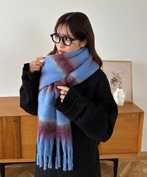 DISCOAT(ディスコート)の太フリンジボーダーストール(ストール/ショール)