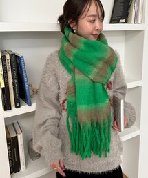 DISCOAT | 太フリンジボーダーストール(ストール/ショール)