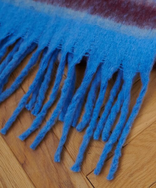 DISCOAT（ディスコート）の「太フリンジボーダーストール（ストール/ショール・レディース・アイボリー/ブルー/グリーン/オレンジ・FREE）」の7枚目の写真