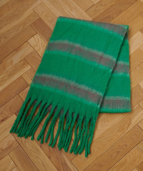 DISCOAT（ディスコート）の「太フリンジボーダーストール（ストール/ショール・レディース・アイボリー/ブルー/グリーン/オレンジ・FREE）」の8枚目の写真