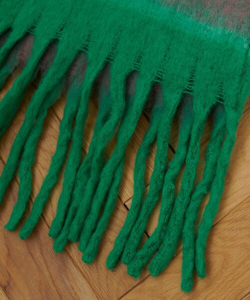 DISCOAT（ディスコート）の「太フリンジボーダーストール（ストール/ショール・レディース・アイボリー/ブルー/グリーン/オレンジ・FREE）」の9枚目の写真