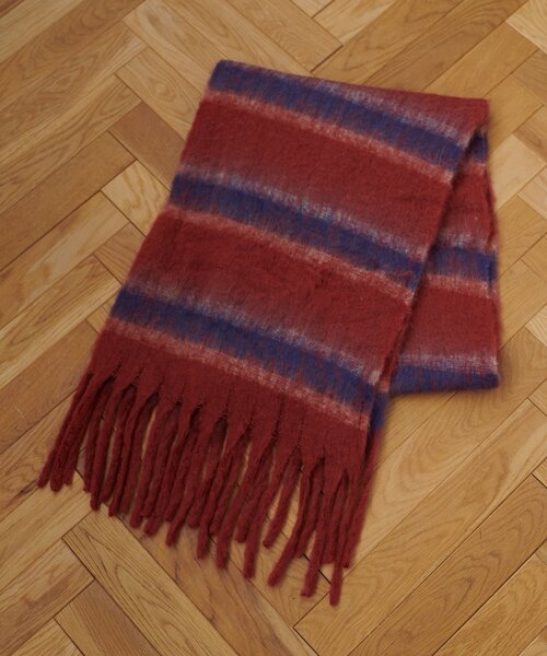 DISCOAT（ディスコート）の「太フリンジボーダーストール（ストール/ショール・レディース・アイボリー/ブルー/グリーン/オレンジ・FREE）」の10枚目の写真