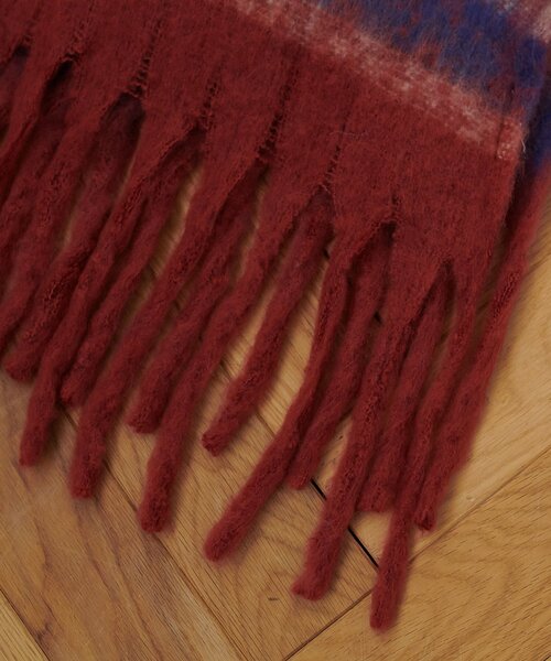 DISCOAT（ディスコート）の「太フリンジボーダーストール（ストール/ショール・レディース・アイボリー/ブルー/グリーン/オレンジ・FREE）」の11枚目の写真