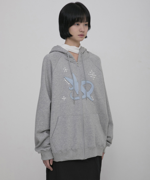 FLAREUP（フレアアップ）の「Milky Way Zip Hoodie (FL-194_Gray)（パーカー・レディース・グレー・1/2）」の2枚目の写真