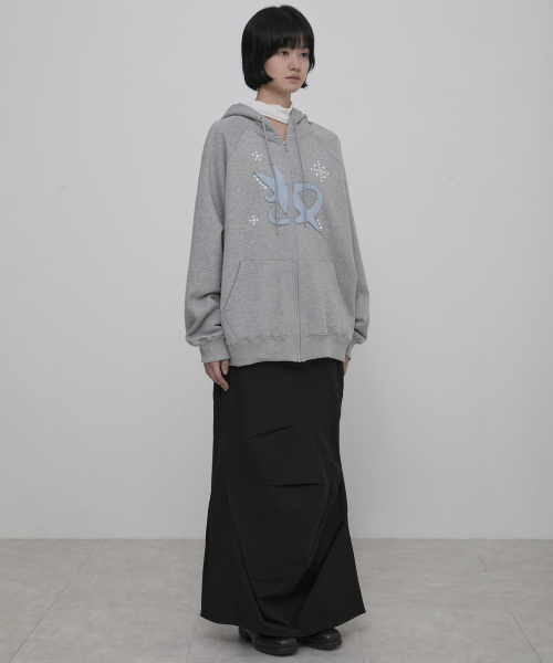 FLAREUP（フレアアップ）の「Milky Way Zip Hoodie (FL-194_Gray)（パーカー・レディース・グレー・1/2）」の4枚目の写真