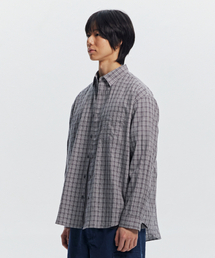 SEERSUCKER CHECKED SHIRT _ GRAY