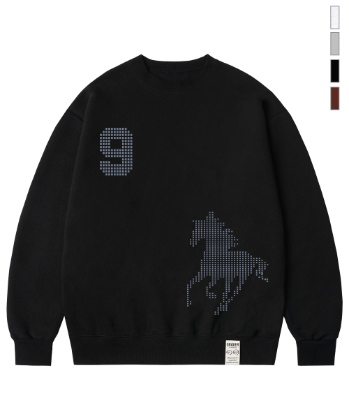 GRAVER（グレーバー）の「[ユニセックス]9 HORSE スウェット_4カラー（スウェット・レディース・グレー/ライトグレー/ブラック/レンガ・SMALL/MEDIUM/LARGE）」の6枚目の写真