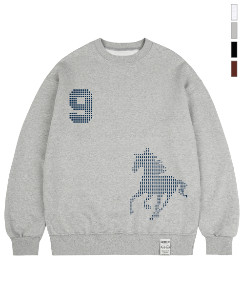 GRAVER（グレーバー）の「[ユニセックス]9 HORSE スウェット_4カラー（スウェット・レディース・グレー/ライトグレー/ブラック/レンガ・SMALL/MEDIUM/LARGE）」の7枚目の写真