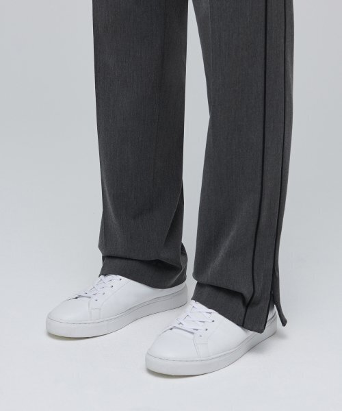 MUSINSA STANDARD（ムシンサスタンダード）の「ダブルパイピングラインセミワイド隠しバンディングスラックス[ミディアムグレー/ブラック]（スラックス・メンズ・その他・30/31/26/27/28/29）」の8枚目の写真