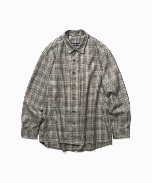 TRIP LE SENS(トリップ ル センス)の「コージーオーバーサイズチェックシャツ_カーキグレー(シャツ/ブラウス・メンズ・その他・SMALL/MEDIUM/LARGE)」の4枚目の写真