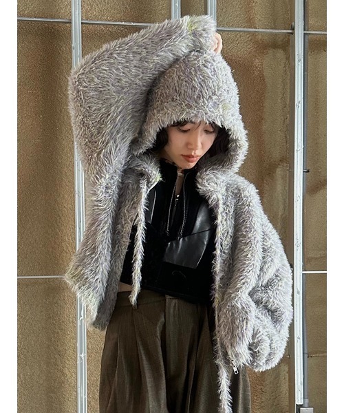 セール】FUR KNIT ZIP HOODIE（ニット/セーター）｜ELCHELE
