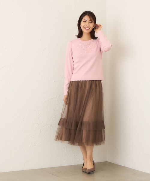TO BE CHIC(トゥー ビー シック)の「フロントビジュー ニット(ニット/セーター・レディース・ピンク系その他2/ブラック/オフホワイト・40/42)」の6枚目の写真