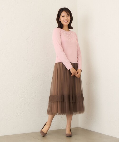 TO BE CHIC(トゥー ビー シック)の「フロントビジュー ニット(ニット/セーター・レディース・ピンク系その他2/ブラック/オフホワイト・40/42)」の7枚目の写真
