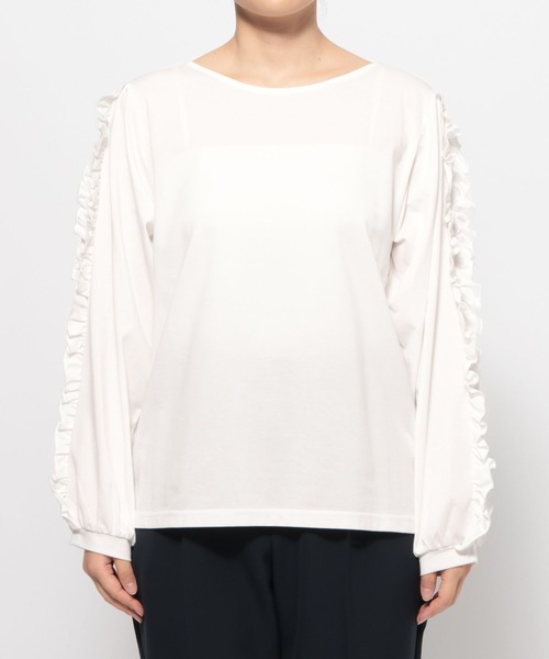 LEPSIM（レプシィム）の「【入卒式／セレモニー】カット袖フリルプルオーバー　601004（Tシャツ/カットソー・レディース・オフホワイト/ブラック・FREE）」の3枚目の写真