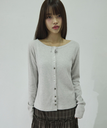 SLEEKGLOW（スリック グロウ）の「Sparkle Button Knit Cardigan [Light Gray]（カーディガン/ボレロ）」
