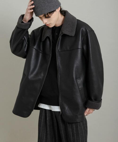 SENSE OF PLACE by URBAN RESEARCH（センスオブプレイスバイアーバンリサーチ）の「アソートボアブルゾン（ブルゾン・メンズ・ブラック/ブラック系その他/グレー・LARGE/MEDIUM）」の9枚目の写真