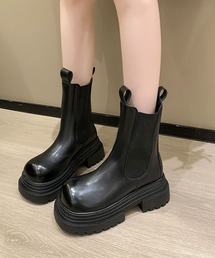 フェイクレザーサイドゴアブーツ/厚底/プラットフォームブーツ