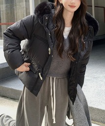 Doula Doula（ドゥーラドゥーラ）の「フェイクファーフード中綿ジャケット（ダウンジャケット/コート・レディース）」