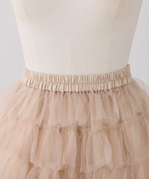 Seemi. byNICECLAUP（ シーミーバイナイスクラップ）の「【Seemi.】チュールミニスカート（スカート・レディース・ベージュ/オフホワイト・FREE）」の3枚目の写真