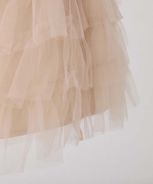 Seemi. byNICECLAUP（ シーミーバイナイスクラップ）の「【Seemi.】チュールミニスカート（スカート・レディース・ベージュ/オフホワイト・FREE）」の4枚目の写真