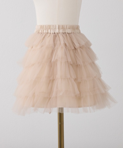 Seemi. byNICECLAUP（ シーミーバイナイスクラップ）の「【Seemi.】チュールミニスカート（スカート・レディース・ベージュ/オフホワイト・FREE）」の5枚目の写真