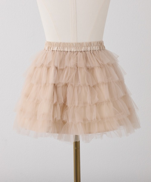 Seemi. byNICECLAUP（ シーミーバイナイスクラップ）の「【Seemi.】チュールミニスカート（スカート・レディース・ベージュ/オフホワイト・FREE）」の6枚目の写真