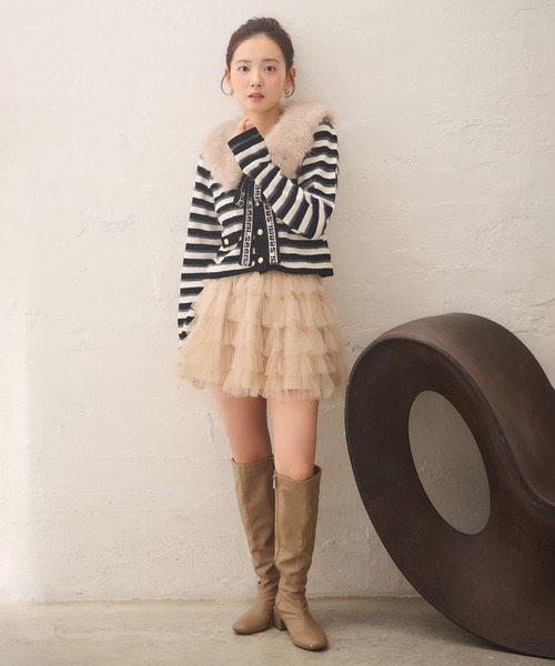 Seemi. byNICECLAUP（ シーミーバイナイスクラップ）の「【Seemi.】チュールミニスカート（スカート・レディース・ベージュ/オフホワイト・FREE）」の21枚目の写真